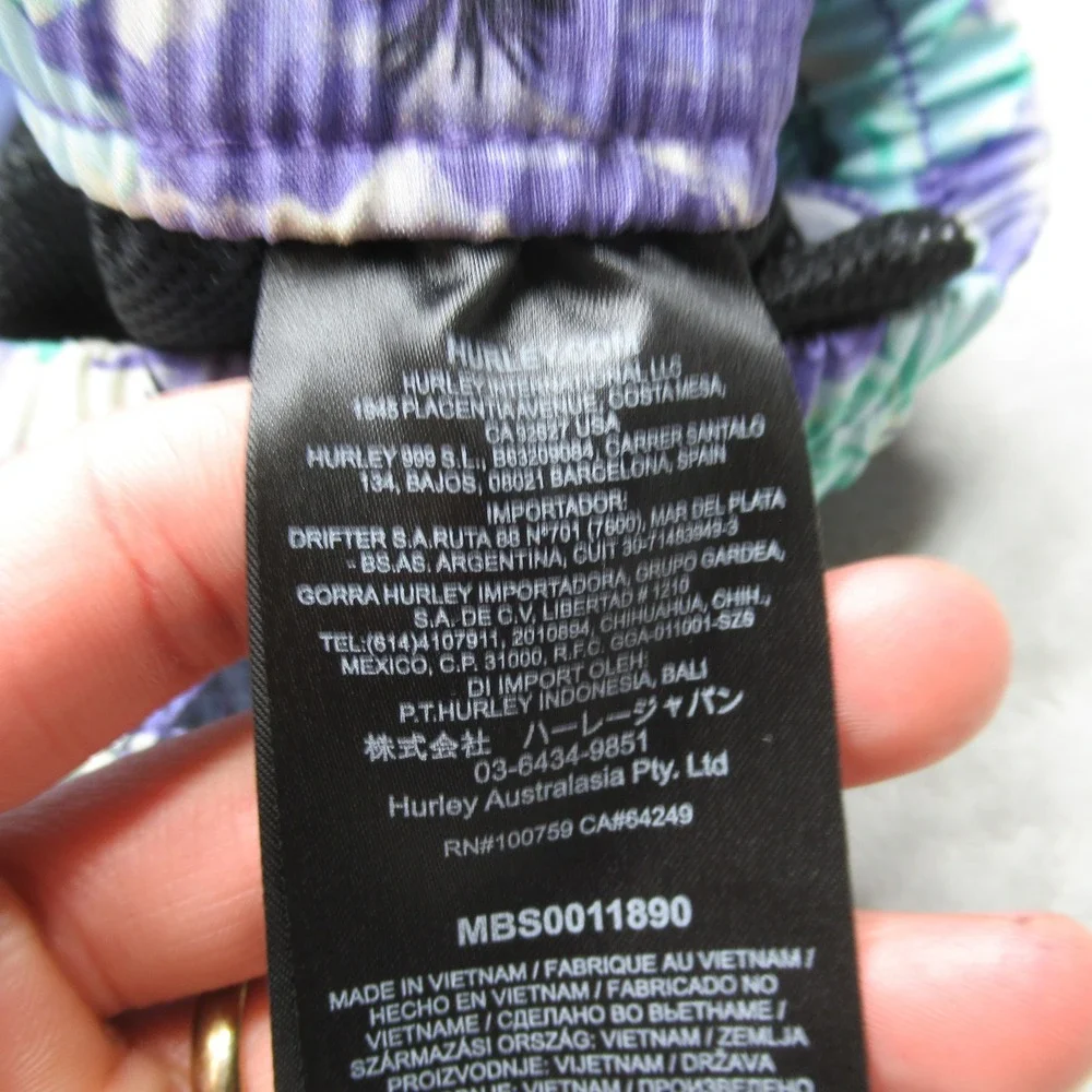 Hurley Board Shorts Mens Small Purple Tropical Floral Cannonball Volley 17‎ NEW